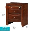 HomeStock Cherry Nightstand 28x23x17 Contemporary Bedside Table with Three Drawers, Warm Stylish Finish for Bedroom Storage Needs - 2 of 4
