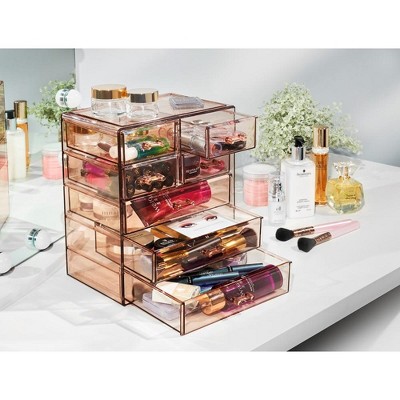 Brown Clear Acrylic 7-Drawer Vanity Organizer