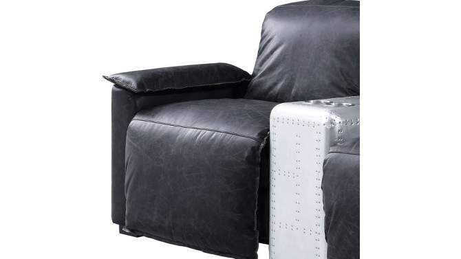 Misezon 86&#34; Recliner Sofas Black Top Grain Leather and Aluminum - Acme Furniture, 2 of 7, play video