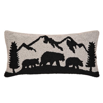 C&F Home 12" x 24" Black Bear Mountain Hooked Thanksgiving Throw Pillow