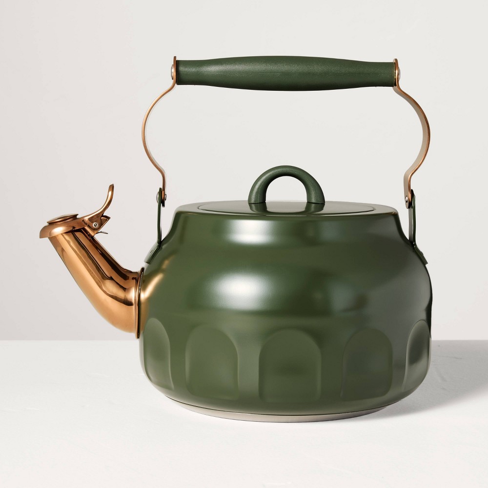 2qt Stainless Steel Arch Cutout Teapot Dark Green - Hearth &amp; Handâ„¢ with Magnolia