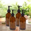 Cornucopia Brands 8oz Amber Glass Pump Bottles 4pk; Empty Boston Round Bottles w/Black Plastic Lotion Pumps - 4 of 4