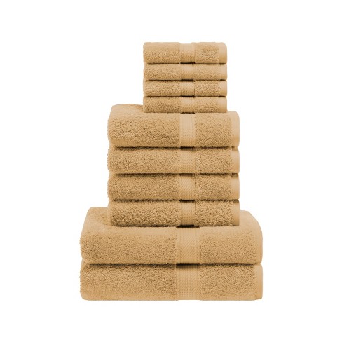 Premium Cotton 800 Gsm Heavyweight Plush Luxury 9 Piece Bathroom Towel Set,  Toast - Blue Nile Mills : Target