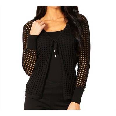 Women's Crochet Tie Up Cardigan - Angel Apparel