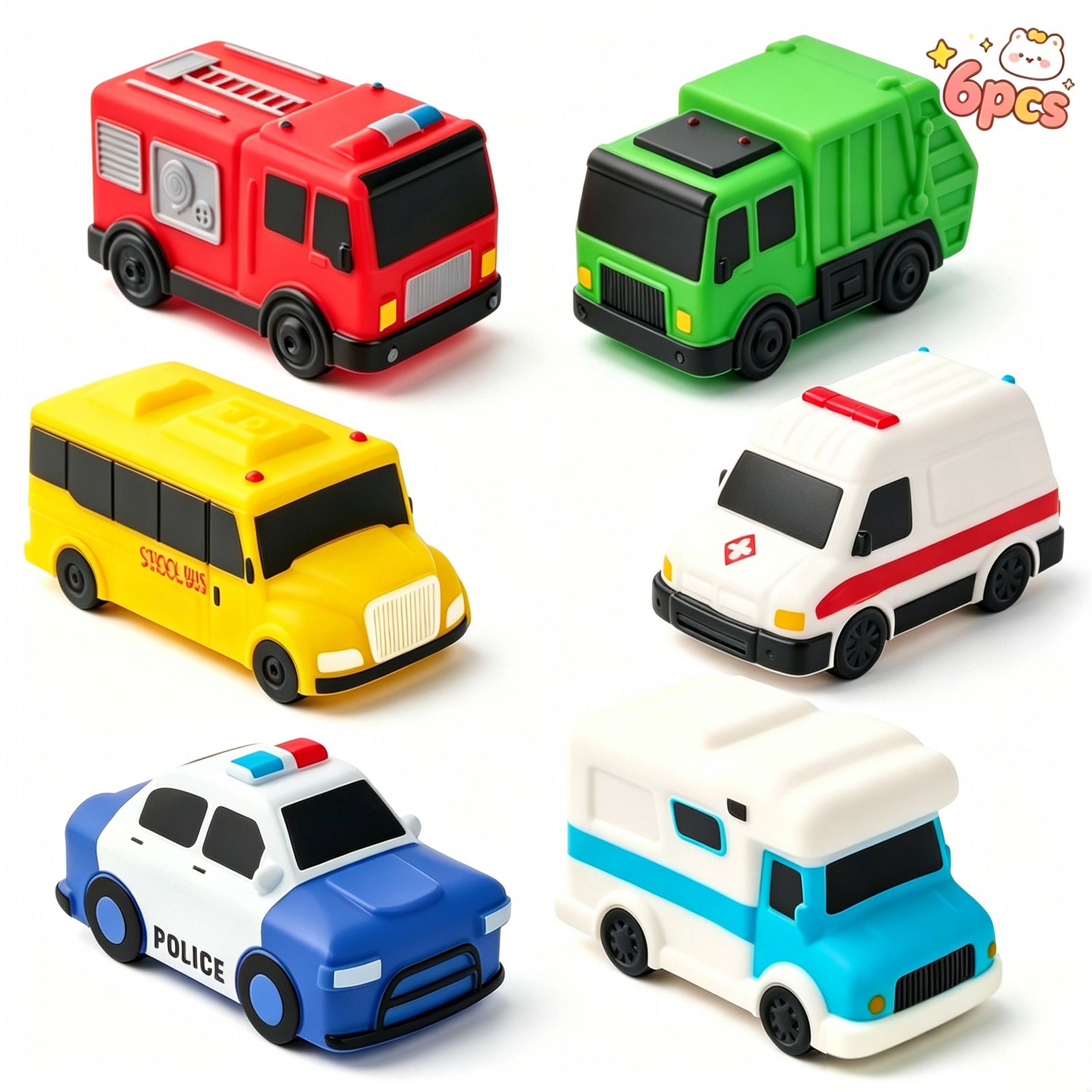 Joyfy Car Bath Toys, 6 Pcs Sealed No-Hole Mold Free Water Pool Toys for Kids, Non-Toxic Soft Squeezable Floating Bathtub Toys for Toddlers Boys Girls