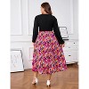 Womens Plus Size Summer Short Sleeve Boho Print Flared Long Dress - 4 of 4