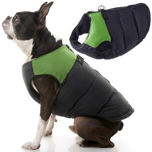 Gooby Green Polyester Dog Jacket Large, 15.0 pounds +, Water Resistant, Fleece Lined Vest with Leash Ring - 1 of 1
