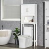 kleankin Modern Over The Toilet Storage Cabinet, Double Door Over Toilet Bathroom Organizer with Adjustable Shelf and Open Shelf, Gray - 2 of 4