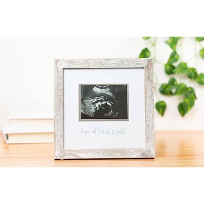Rustic White Wood Sonogram Photo Frame with Script