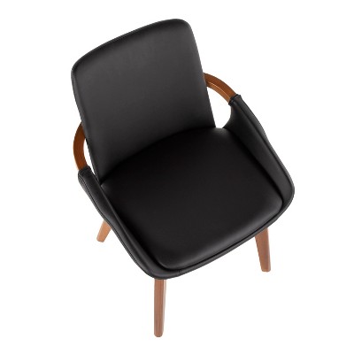 Cosmo High-Back Black Faux Leather and Walnut Wood Side Chair