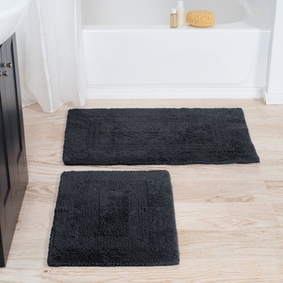 Lavish Home 2-pc Cotton Bath Mat Set - Machine Washable for Bathroom, Kitchen, or Laundry Room