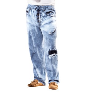 Collections Etc Faux Denim Soft Cotton Lounge Pant - Drawstring Waistband for Great Fit and Maximum Comfort - 1 of 3