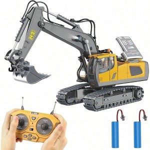 Remote Control Excavator Toy for Birthday Gift, RC Construction Toy with Metal Shovel, Lights, Sounds 2.4Ghz - 1 of 4