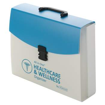 Smead All-in-One  Healthcare & Wellness Organizer, 13 Pockets, Letter Size, Latch Closure, Poly White/Teal (92012)