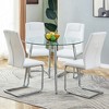 KWPZQEB Round Dining Table and Chairs for 4, Round Dining Table with Tempered Glass & Metal Legs, Paried With 4 High-quality PU Chairs for Dining Room - 3 of 4