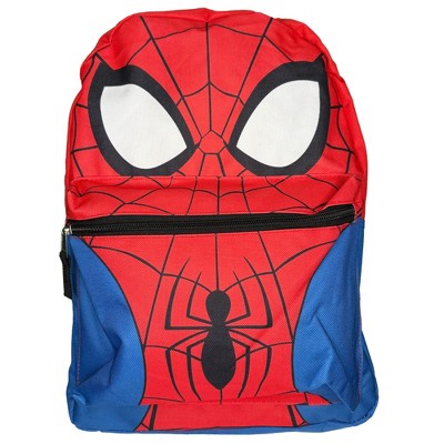 Spiderman Head Nylon Kids Backpack 16" School Bookbag for Girls and Boys ages 3+