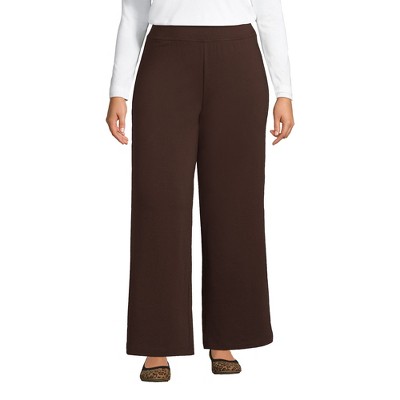 Lands' End Women's Plus Size Sport Knit High Rise Elastic Waist Pants - 3X  - Russet Brown