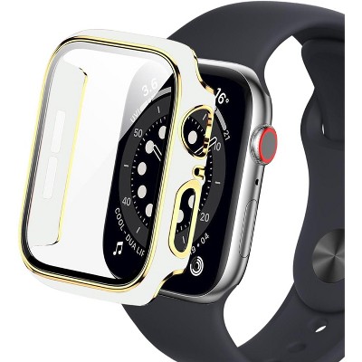 Worryfree Gadgets Bumper Case with Screen Protector for Apple Watch 38mm, White/Silver