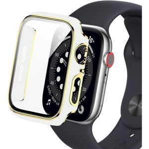 Worryfree Gadgets Bumper Case with Screen Protector for Apple Watch 38mm, White/Silver - 1 of 4