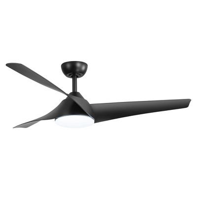 Airsurfer 52'' 3-Blade Ceiling Fan with Light and Remote,DC Motor, 5''/10'' Downrods,3 LED Colors