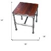 HomeRoots 16" Brown and Silver Distressed Solid Wood and Iron Square End Table - 3 of 4