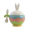 Tabletop 8.0" Dottie Bunny Bowl W/Spoon Easter Rabbit Spring Transpac  -  Serving Bowls - image 2 of 3