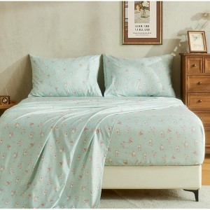 BAFODE Floral Sheets King, Soft Breathable Farmhouse 4pcs Bed Sheet Sets,18 inches deep Pocket Sheets - 1 of 1