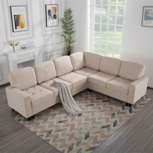 MAYEERTY 107.9" Reversible L-Shaped Sectional Sofa - Tufted Cushions, Nailhead Trim, 2 Colors - 1 of 4