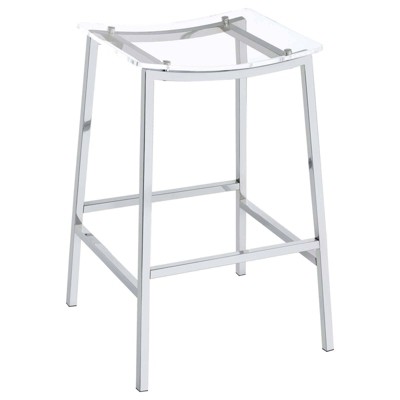 Jovani 29" Clear Acrylic and Chrome Backless Bar Stools Set