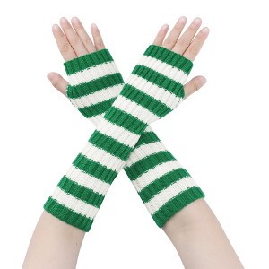 INSPIRE CHIC Women's Elastic Knit Winter Half Finger Thumb Hole Y2K Sleeves Gloves for Christmas Windproof 1 Pair - 1 of 4