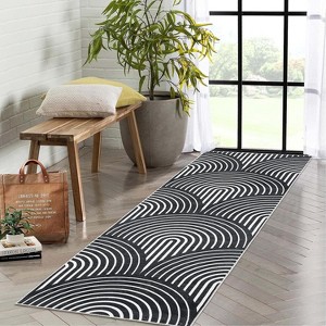 Washable Area Rug, Modern Striped Floor Carpet, No-Shedding Non-Shedding Non-Slip Abstract Mat for Nursery Office Living Room Apartment Bedroom - 1 of 4