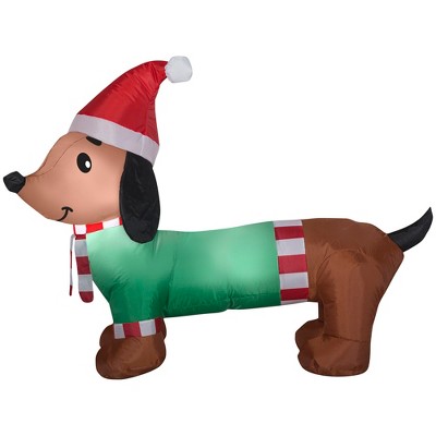 Gemmy Christmas Airblown Inflatable Dachshund, 2.5 ft Tall, Multi