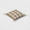 Oversized Cotton Woven Plaid Square Throw Pillow with Tassels Olive Green - Threshold™: Soft Polyester, Indoor Use - 3 of 4