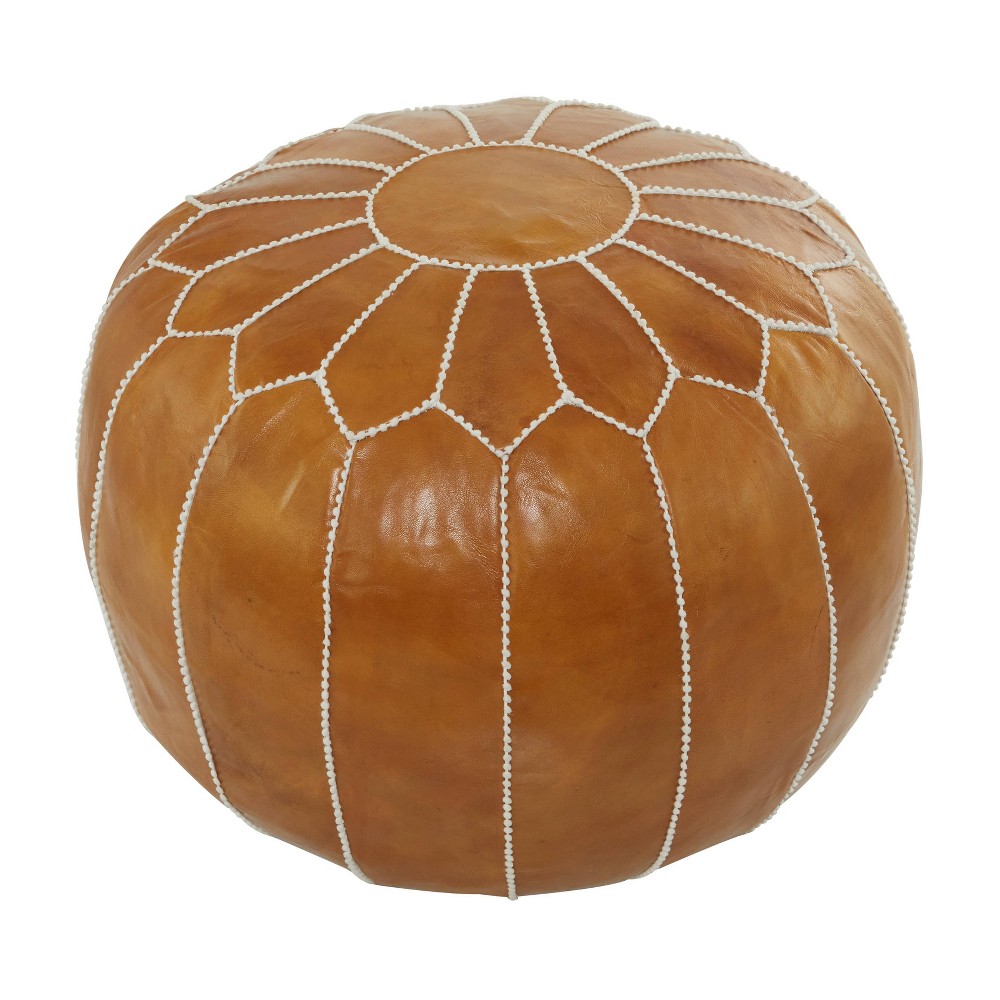 Photos - Pouffe / Bench Bohemian Moroccans Leather Pouf Light Brown - Olivia & May