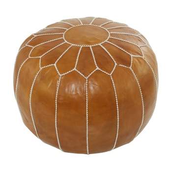 Bohemian Moroccans Leather Pouf - Olivia & May