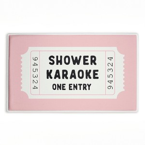 Stupell Industries Shower Karaoke Pink Printed Plush Bathroom Floor Mat, design by Lettered and Lined - 1 of 4