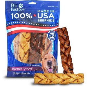 Pet Factory Made in USA Beefhide Braided Sticks - 1 of 4