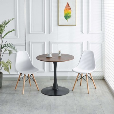 MAYEERTY 31.5"BLACK AND WALNUT Tulip Table Mid-century Pedestal Leisure Coffee Table