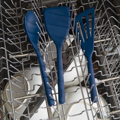 Navy Blue Silicone 5-Piece Cooking Utensil Set with Steel Core