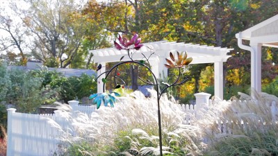 91" Tall Multicolor Metal Flower Wind Spinner with Butterfly Accents
