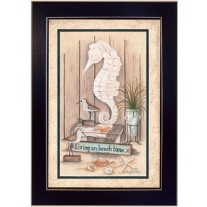 "Living on Beach Time" by Artisan Mary June, Ready to Hang Framed Print, Black Frame - 1 of 1