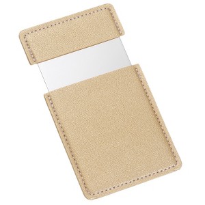 Unique Bargains Stainless Steel Pocket Travel PU Leather Mini Mirror - 1 of 4