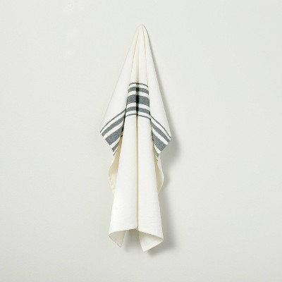 Variegated Center Stripes Flour Sack Kitchen Towel Cream/Green - Hearth & Hand™ with Magnolia