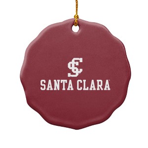 Santa Clara University Primary Logo Porcelain Scalloped Holiday Christmas Tree Ornament  2.8" (7.1 cm) - 1 of 4