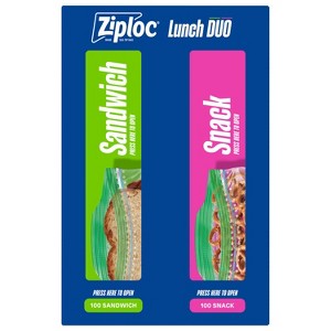 Ziploc Lunch Duo Sandwich & Snack Bags for School Meal Prep