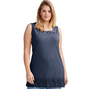 ellos Plus Size Lace Hem Tunic Tank - 1 of 4
