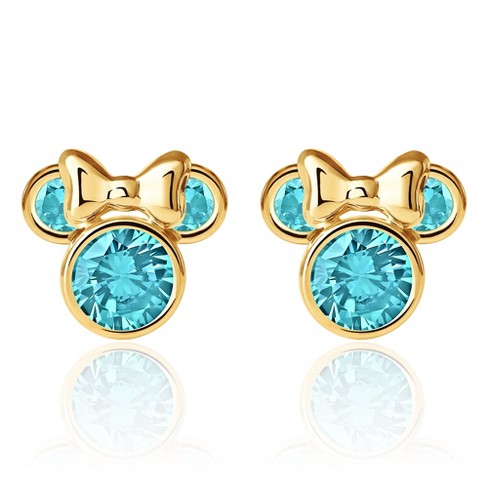 Minnie Mouse Birthstone Earrings 10K Gold Stud