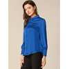INSPIRE CHIC Women's Puff Long Sleeve Point Collar Vintage Button Work Satin Shirt - 4 of 4