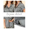 cheibear Women's Silky Satin Button Down Shirt with Shorts Sleepwear Pajama Sets - 4 of 4