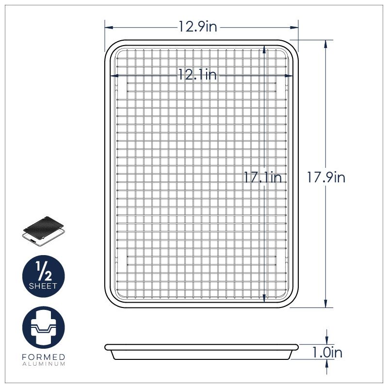 Nordic Ware 2 Piece Half Sheet with Oven-Safe Grid - Silver, 4 of 5